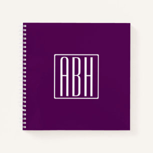 Carnet Monogramme initial Blanc Sur Violet Profond