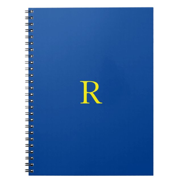 Carnet Monogramme initial bleu jaune couleur brillant 202 (Devant)
