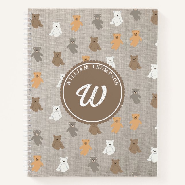 Carnet Monogramme initial du Motif de l'ours mou (Devant)