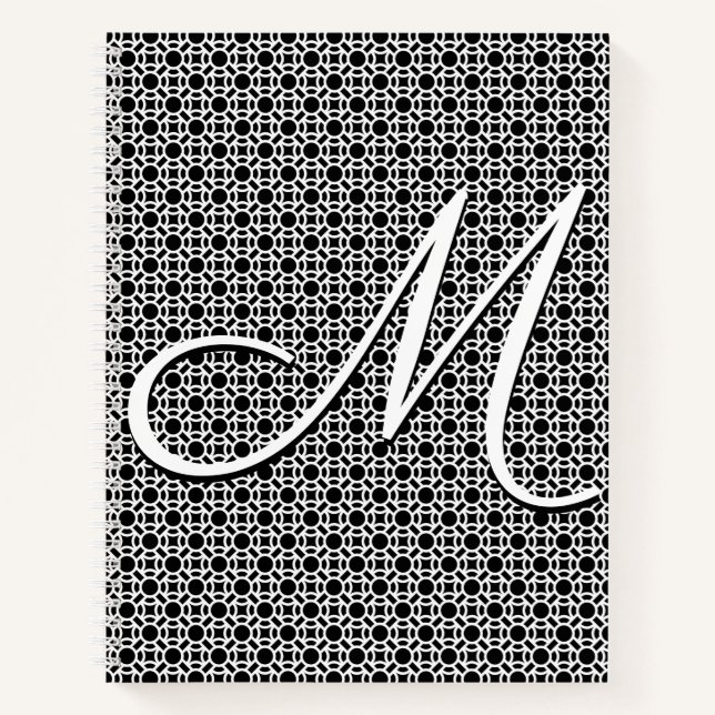 Carnet Monogramme initial géométrique noir et blanc (Devant)