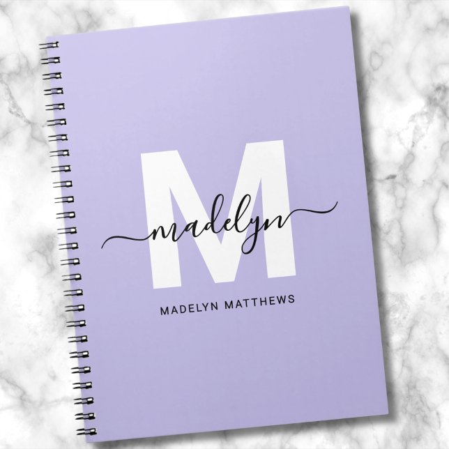 Carnet Monogramme initial personnalisé violet (Personalized Purple Initial Monogram notebook)