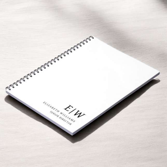 Carnet Monogramme Initial Professionnel Blanc pour Entrep (Créateur téléchargé)