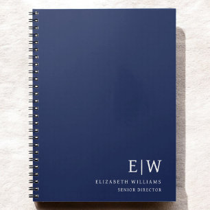 Carnet Monogramme Initial Professionnel de Bleu Marine po