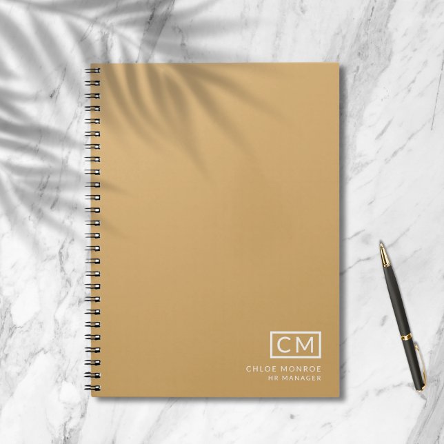 Carnet Monogramme Initial Professionnel Moderne Moutarde (Créateur téléchargé)