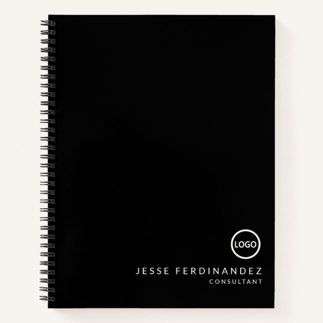 Carnet Monogramme Initial Professionnel Noir & Blanc (Devant)