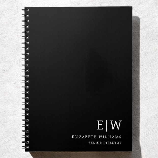 Carnet Monogramme Initial Professionnel Noir et Blanc (Créateur téléchargé)