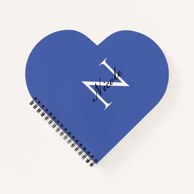 Carnet Monogramme Initiale Nom Propre Manuscrit Bleu (Devant)