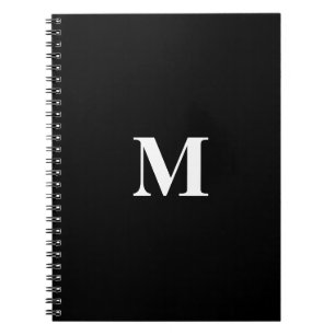 Carnet Monogramme Initiales Nom personnalisé Black White 