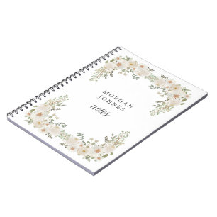 Carnet monogramme ivoire floral élégant