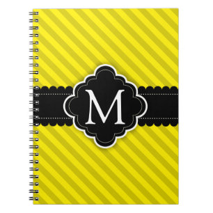 Carnet Monogramme jaune de coutume de noir de motif de