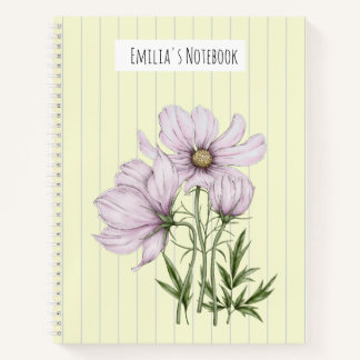 Carnet Monogramme joli rétro pastel des années 50 floral