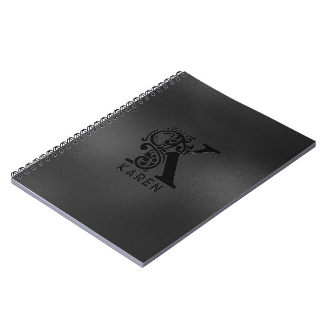 Carnet Monogramme K de luxe sur gris foncé (Côté gauche)