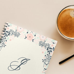 Carnet Monogramme le plus doux Personnalisé floral pers