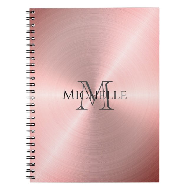 Carnet Monogramme métallique radial rose or (Devant)
