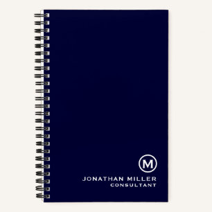 Carnet Monogramme minimal bleu marine 5,5 po x 8,5 po