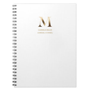 Carnet Monogramme minimal en or   BLANCHE