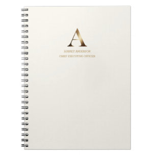 Carnet Monogramme minimal en or   Ivory Off-White