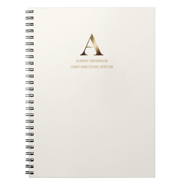 Carnet Monogramme minimal en or | Ivory Off-White (Devant)
