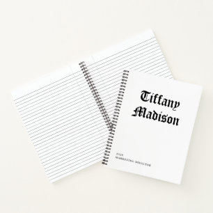 Carnet Monogramme Minimal Noir et Blanc Gothique Nom Anné