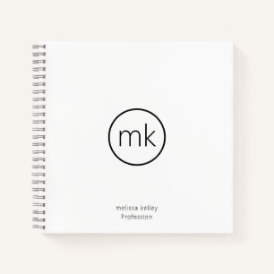 Carnet Monogramme minimal professionnel blanc nettoyant i