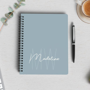 Carnet Monogramme Minimaliste Moderne Bleu Poussiéreux