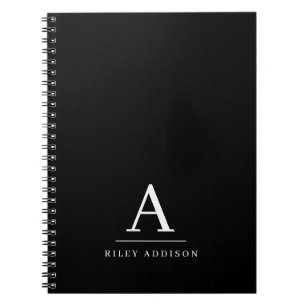 Carnet Monogramme minimaliste moderne noir et blanc