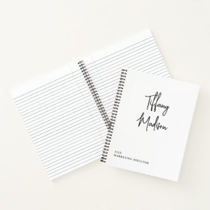 Carnet Monogramme Minimaliste Noir et Blanc Nom Année Per