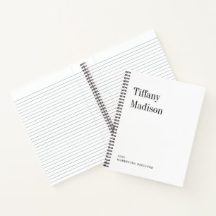 Carnet Monogramme Minimaliste Noir et Blanc Nom Année Per
