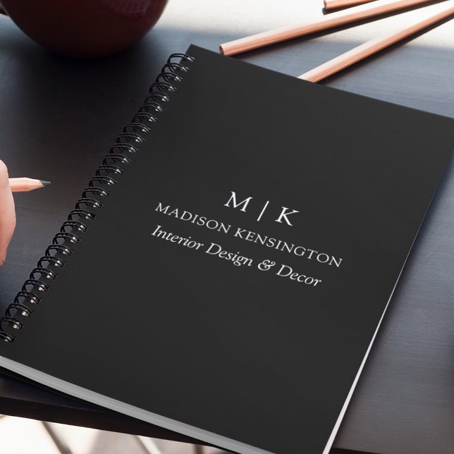 Carnet Monogramme minimaliste ou ajouter un logo Business (Edit to Customize text, colors and more)