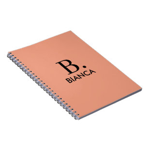 Carnet monogramme minimaliste rose corail simple