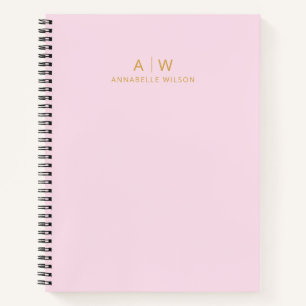 Carnet Monogramme minimaliste rose et or moderne