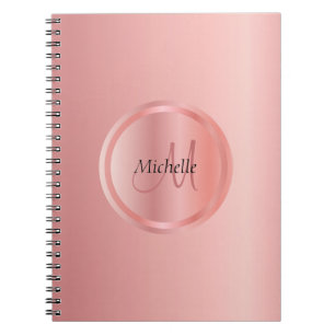 Carnet Monogramme Modèle élégant Rose personnalisé