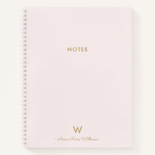 Carnet Monogramme moderne Blush Pink Gold Script