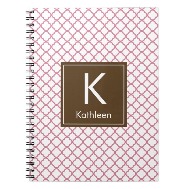 Carnet Monogramme moderne (Brown/rose) (Devant)