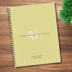Carnet Monogramme moderne Chartreuse blanc écriture scrip