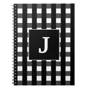 Carnet Monogramme moderne de Buffalo noir et blanc
