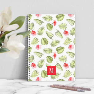 Carnet Monogramme moderne Feuilles de palmier vert