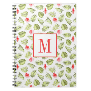 Carnet Monogramme moderne Feuilles de palmier vert