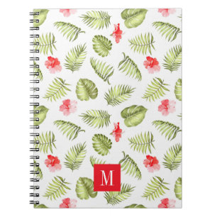 Carnet Monogramme moderne Feuilles de palmier vert