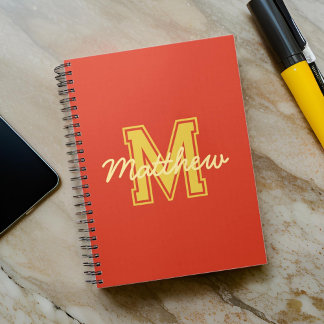 Carnet Monogramme Moderne Garçon Preppy Retour à l'école