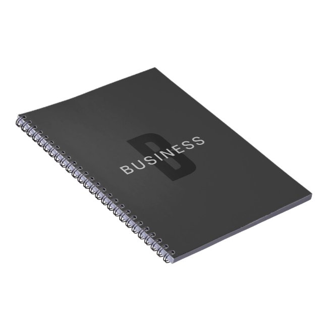 Carnet Monogramme moderne gris foncé modifiable Modèle de (Côté Droit)