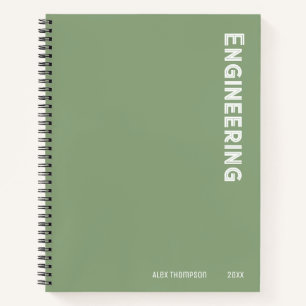 Carnet Monogramme moderne Ingénierie sauge vert