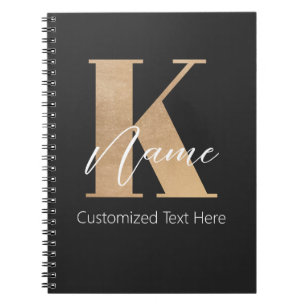 Carnet Monogramme moderne Initiale K & Nom Personnalisé