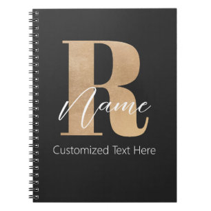 Carnet Monogramme Moderne Initiale R & Nom Personnalisé