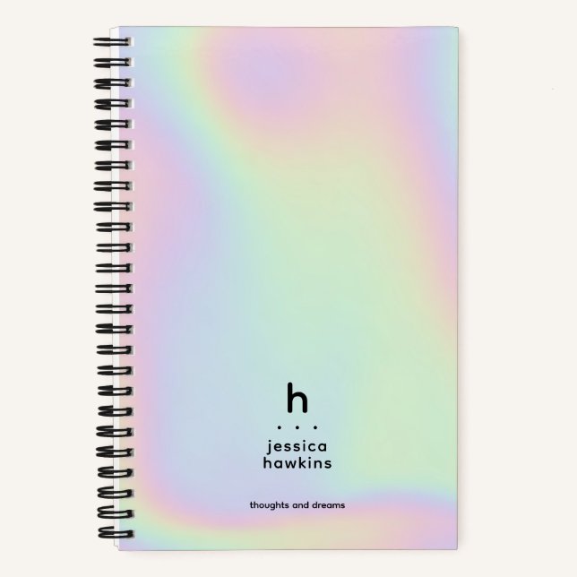 Carnet Monogramme Moderne Irridescent Holographique Tenda (Recto)