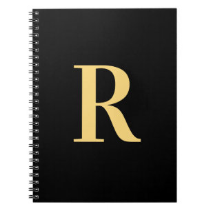 Carnet Monogramme moderne Minimal Black Gold