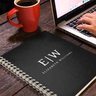 Carnet Monogramme moderne minimaliste noir et blanc