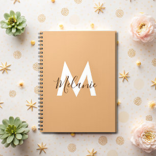 Carnet monogramme moderne orange neutre
