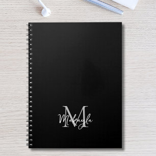 Carnet Monogramme moderne personnalisé noir