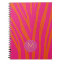 Monogramme Moderne Rayures de Zèbre Rose et Orange